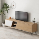 Moderne tv-kast woonkamer 180cm met 3 deuren wit en hout Fiona Verkoop