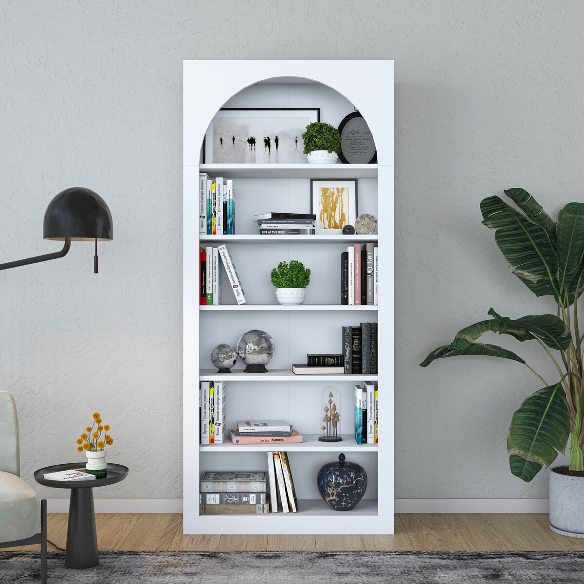 Wandplank design 180x31x80cm boogvormig wit met 5 planken Curvy Aanbieding Wandplank design 180x31x80cm boogvormig wit met 5 planken Curvy Aanbieding