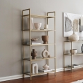 Wandkast h165cm van goudkleurig metaal met glazen planken Lola Tall Aanbieding