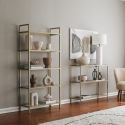 Wandkast h165cm van goudkleurig metaal met glazen planken Lola Tall Verkoop