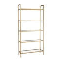Wandkast h165cm van goudkleurig metaal met glazen planken Lola Tall Kortingen