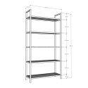 Wandkast h165cm van goudkleurig metaal met glazen planken Lola Tall Voorraad