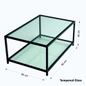 Moderne salontafel 90x60cm van metaal en glas Astro 