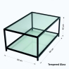 Moderne salontafel 90x60cm van metaal en glas Astro 