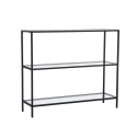 Moderne haltafel van metaal en glas met 3 planken 100x30x85cm Lola Aanbod
