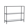 Moderne haltafel van metaal en glas met 3 planken 100x30x85cm Lola Aanbod