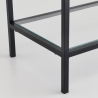 Moderne haltafel van metaal en glas met 3 planken 100x30x85cm Lola Afmetingen