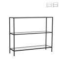 Moderne haltafel van metaal en glas met 3 planken 100x30x85cm Lola Aanbieding
