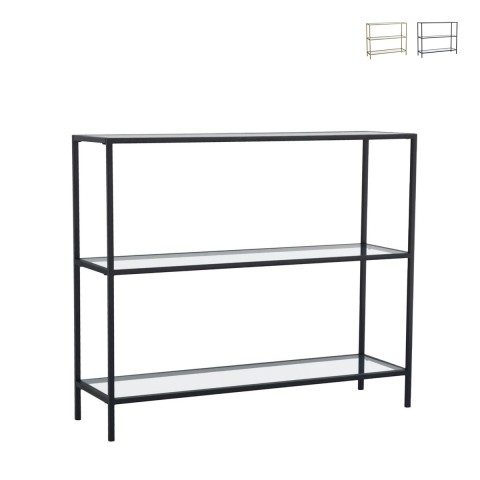 Moderne haltafel van metaal en glas met 3 planken 100x30x85cm Lola Aanbieding