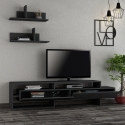 Moderne TV-meubel Gara 180 cm met deuren en 2 wandplanken Aanbod