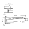 Moderne TV-meubel Gara 180 cm met deuren en 2 wandplanken Model