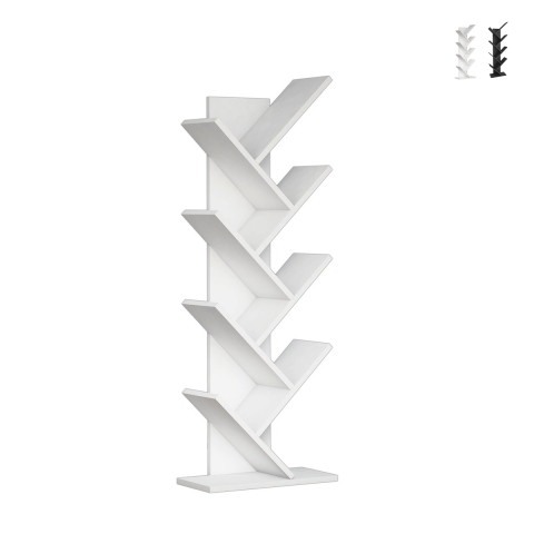 Moderne staande boekenkast h128cm met 7 schuine planken Hitty Aanbieding
