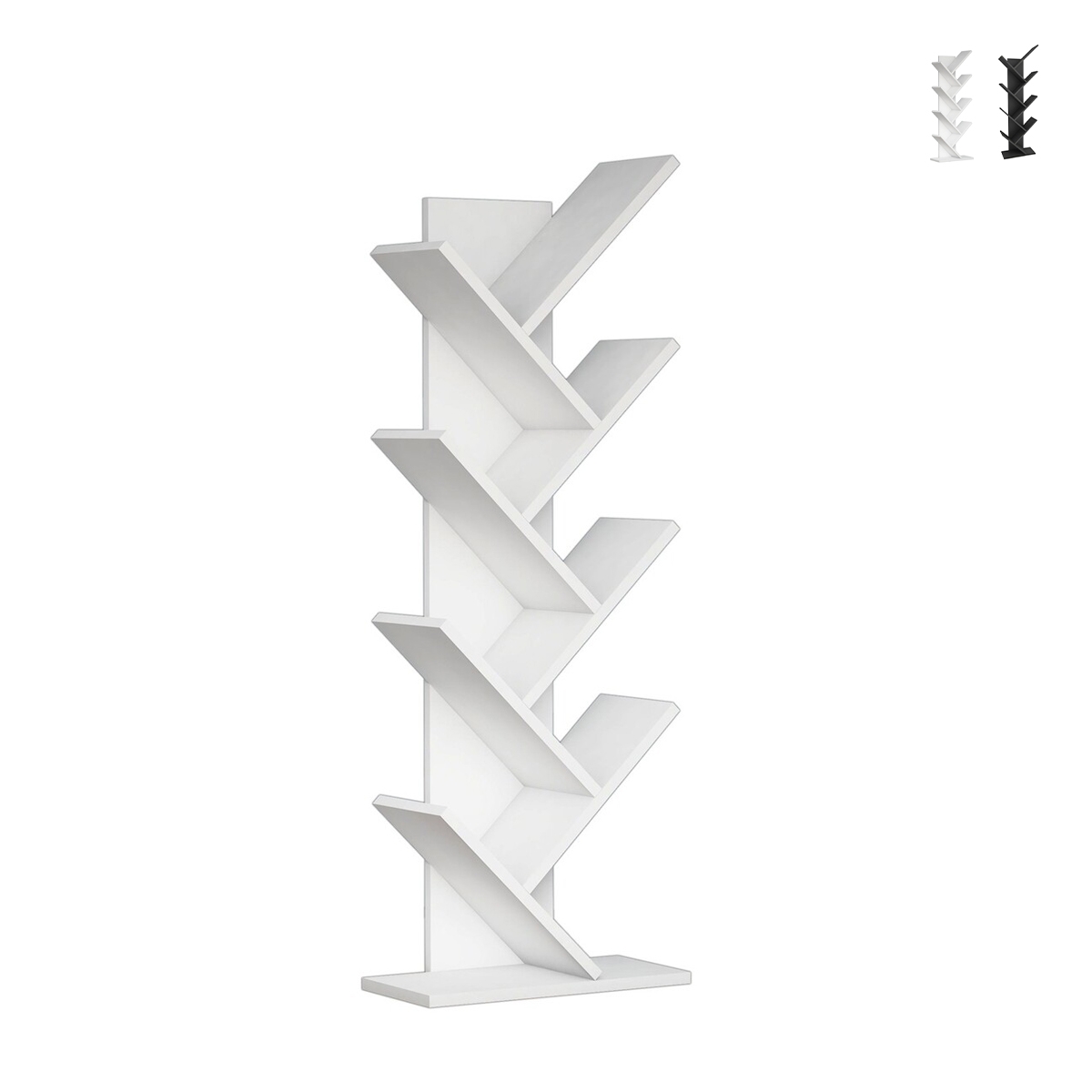 Moderne staande boekenkast h128cm met 7 schuine planken Hitty Aanbieding