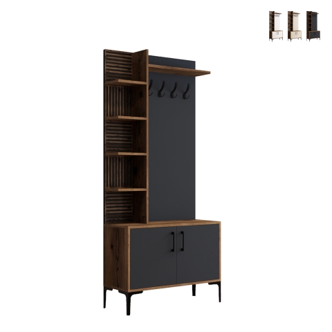 Mobiele kapstok met schoenenrek en planken 90x200cm Viyana S Aanbieding