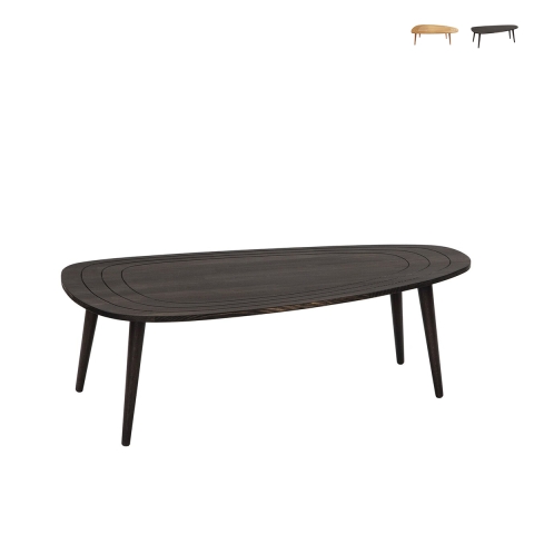 Moderne asymmetrische ovale salontafel van hout 115x50cm Sweet Aanbieding