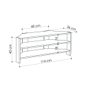 Hoekige mobiele tv-standaard met 3 planken 110x36cm Thales Karakteristieken