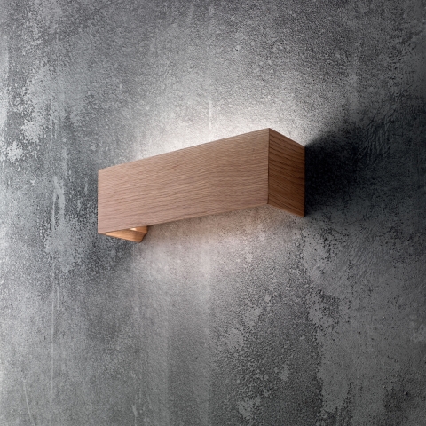 Moderne rechthoekige LED wandlamp in hout Badia-P Aanbieding