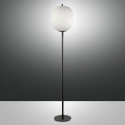 Zwarte metalen vloerlamp met geblazen glazen lampenkap Domizia-A Aanbod