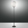 Zwarte metalen vloerlamp met geblazen glazen lampenkap Domizia-A Aanbod