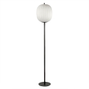 Zwarte metalen vloerlamp met geblazen glazen lampenkap Domizia-A Korting