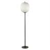 Zwarte metalen vloerlamp met geblazen glazen lampenkap Domizia-A Korting