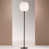 Zwarte metalen vloerlamp met geblazen glazen lampenkap Domizia-A Verkoop