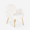 Fauteuil in witte bouclé stof en goudkleurig metaal Vivi Aanbieding
