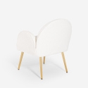 Fauteuil in witte bouclé stof en goudkleurig metaal Vivi Aanbod
