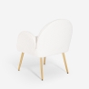 Fauteuil in witte bouclé stof en goudkleurig metaal Vivi Aanbod