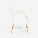Fauteuil in witte bouclé stof en goudkleurig metaal Vivi Korting