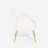 Fauteuil in witte bouclé stof en goudkleurig metaal Vivi Korting