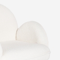 Fauteuil in witte bouclé stof en goudkleurig metaal Vivi Kortingen