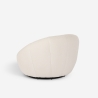 Design set met witte bouclé fauteuil en voetsteun poef Kuma Aanbod