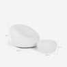 Design set met witte bouclé fauteuil en voetsteun poef Kuma Kortingen
