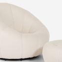 Design set met witte bouclé fauteuil en voetsteun poef Kuma Korting