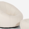 Design set met witte bouclé fauteuil en voetsteun poef Kuma Korting