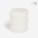 Moderne poef voetenbank in teddy bouclé stof Okami Aanbieding