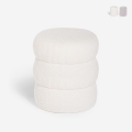 Moderne poef voetenbank in teddy bouclé stof Okami Aanbieding