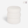 Moderne poef voetenbank in teddy bouclé stof Okami Aanbieding