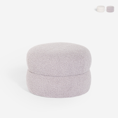 Lage poef voetenbank in bouclé teddystof Raion Aanbieding