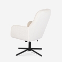 Fauteuil met voetenbank in witte bouclé stof Shiro Korting