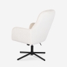 Fauteuil met voetenbank in witte bouclé stof Shiro Korting