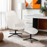 Fauteuil met voetenbank in witte bouclé stof Shiro Verkoop