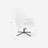 Fauteuil met voetenbank in witte bouclé stof Shiro Voorraad