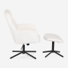 Fauteuil met voetenbank in witte bouclé stof Shiro Aanbod