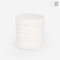 Design poef met opbergruimte in bouclé stof Mugi Aanbieding