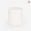Design poef met opbergruimte in bouclé stof Mugi Aanbieding