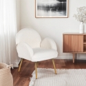 Fauteuil in witte bouclé stof en goudkleurig metaal Vivi Verkoop