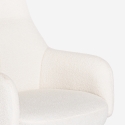 Fauteuil met voetenbank in witte bouclé stof Shiro Kortingen