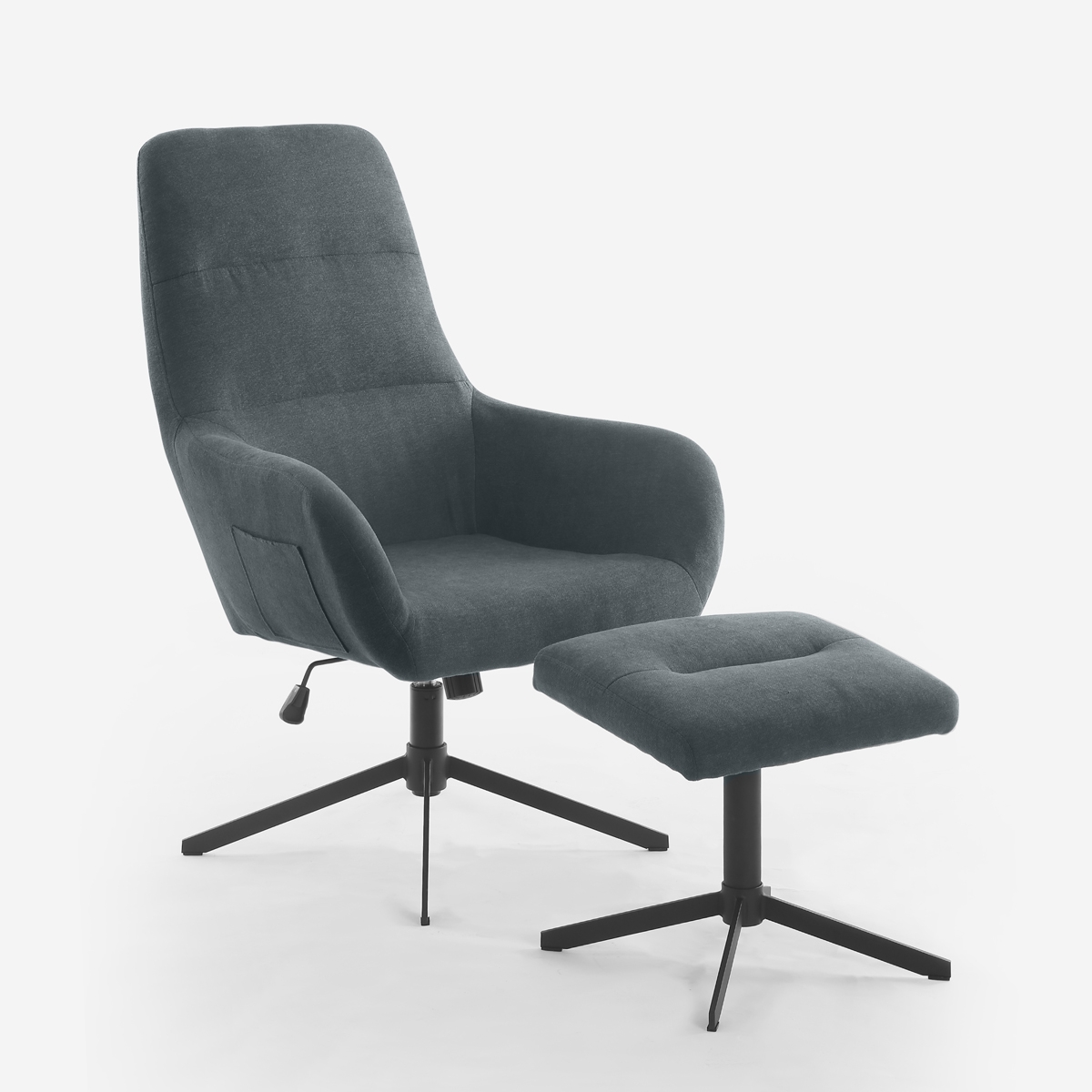 Ergonomische relaxfauteuil van grijze stof met voetensteun Asher Aanbieding Ergonomische relaxfauteuil van grijze stof met voetensteun Asher Aanbieding